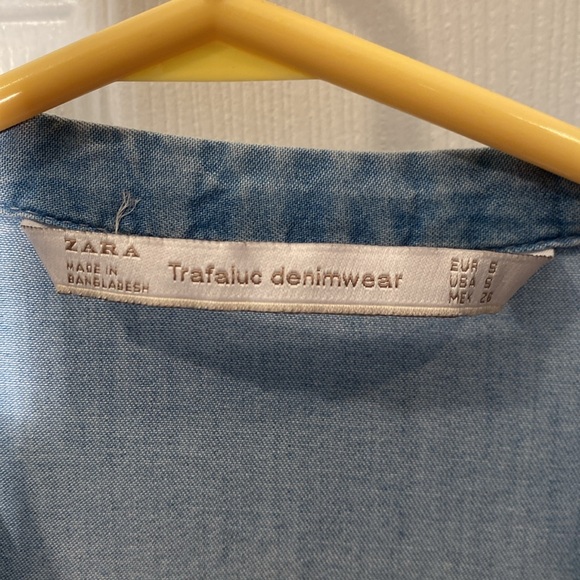 Zara Trafaluc Denim-Wear Chambray Zip Bomber Jacket Size Small - Picture 4 of 6